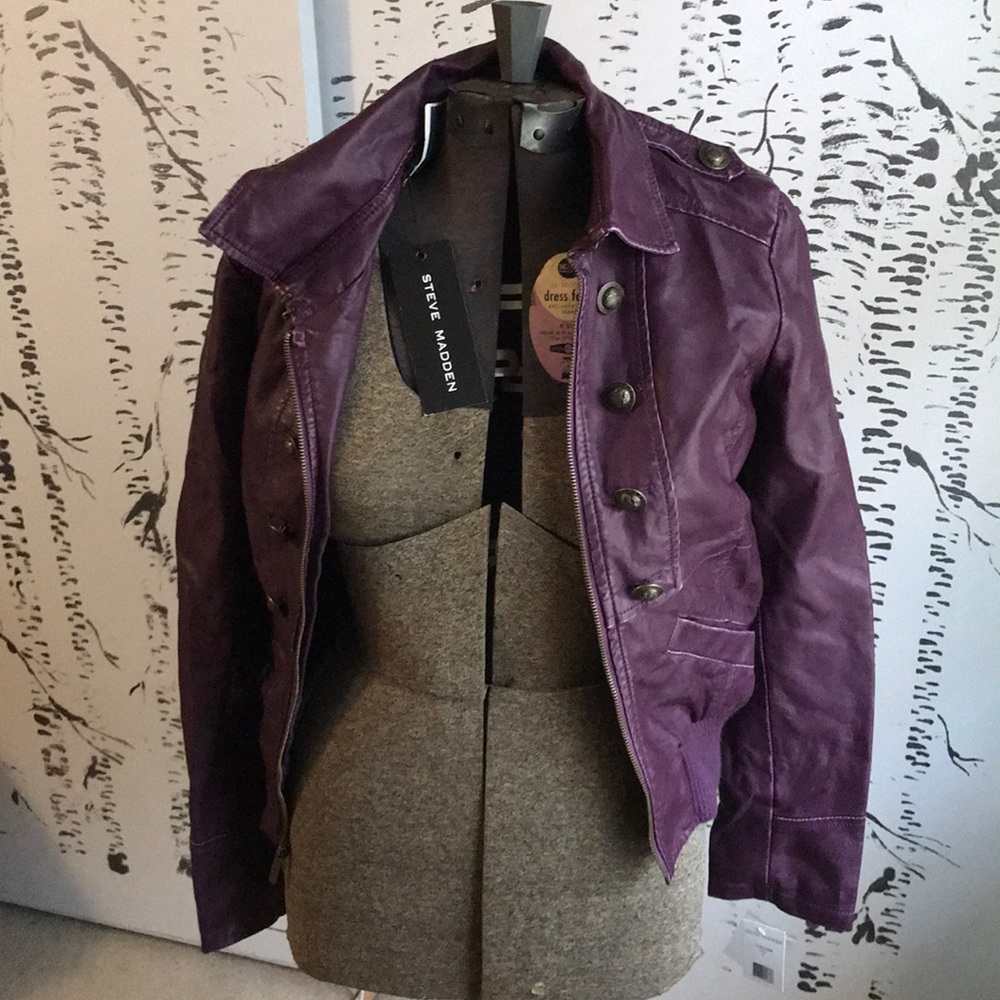Steve Madden Purple Faux Leather Jacket M NWT
